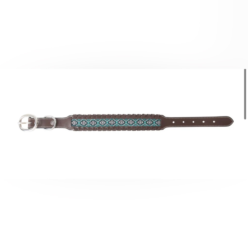 NWT Myra Tooled Dark Brown Leather w/Hand Made Green Aztec Inlay w/Buckstitch - Picture 4 of 9